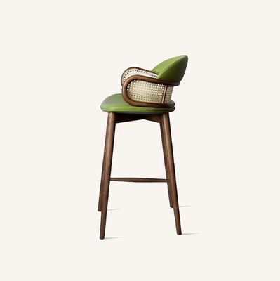 Moderne Holzbars Stühle Rattan Hohe Barhocker für die Küche Esszimmer Restaurant Grün/Orange und Gewerbemöbel
