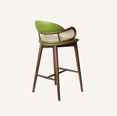 Moderne Holzbars Stühle Rattan Hohe Barhocker für die Küche Esszimmer Restaurant Grün/Orange und Gewerbemöbel