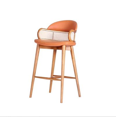 Moderne Holzbars Stühle Rattan Hohe Barhocker für die Küche Esszimmer Restaurant Grün/Orange und Gewerbemöbel