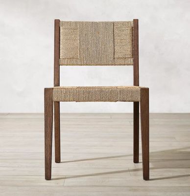 Natürliche Oberfläche Nitrolacquer Massivholz Gewebt Schnur Eiche Esszessel für modernes japanisches Design Restaurant oder Armlehne