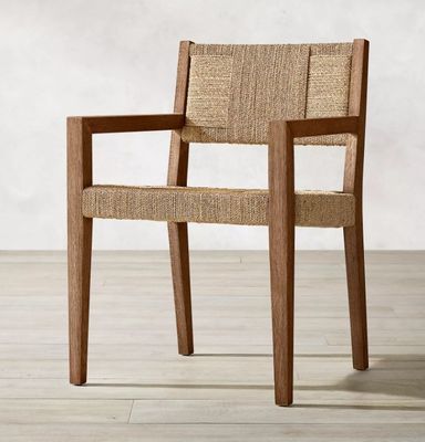 Natürliche Oberfläche Nitrolacquer Massivholz Gewebt Schnur Eiche Esszessel für modernes japanisches Design Restaurant oder Armlehne
