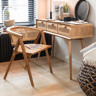 Wohnzimmermöbel japanischer Stil Massivholz Rattan Stoff Einzel Esszessel mit modernem Design