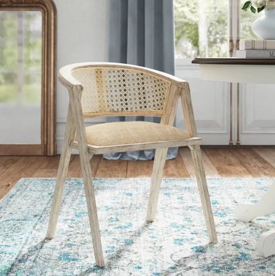 Wohnzimmermöbel japanischer Stil Massivholz Rattan Stoff Einzel Esszessel mit modernem Design