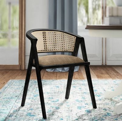 Wohnzimmermöbel japanischer Stil Massivholz Rattan Stoff Einzel Esszessel mit modernem Design