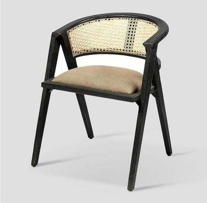 Wohnzimmermöbel japanischer Stil Massivholz Rattan Stoff Einzel Esszessel mit modernem Design