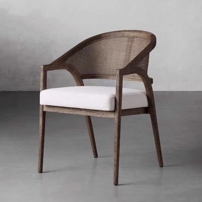 Einfacher nordischer Design Moderne Massivholz Rattan Stoff Esszimmer Stuhl für Morden Restaurant