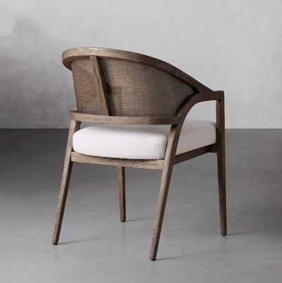 Einfacher nordischer Design Moderne Massivholz Rattan Stoff Esszimmer Stuhl für Morden Restaurant
