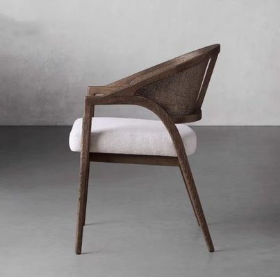 Einfacher nordischer Design Moderne Massivholz Rattan Stoff Esszimmer Stuhl für Morden Restaurant