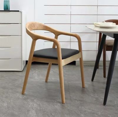 Nordic Moderne Holz PU Leder Esszimmer Holz Wohnzimmermöbel mit Armlehne für maßgeschneiderte Farbe im Bürogebäude