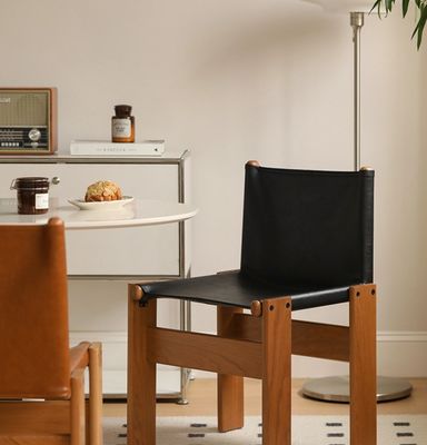 italienischer Klassiker Luxus moderner Ölwachs Leder Holz Esszessel für Wohnzimmermöbel in Postverpackung N