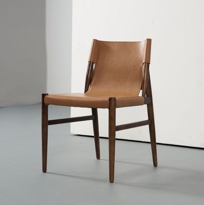 Holz Speisestuhl italienischer Klassiker Luxus moderner Kaffeestuhl Schwarz/Braun Wohnzimmermöbel aus PU-Leder