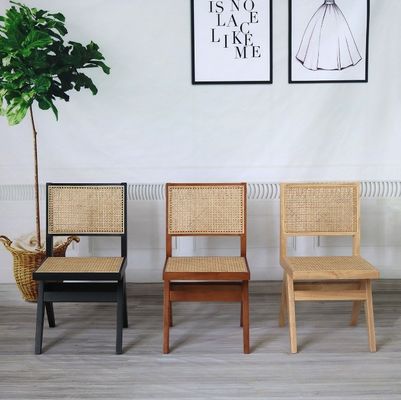 Moderne einfache Massivholz-Rattan-Rückenlehne Esszimmer-Stuhl für Wohnzimmermöbel Gummiholz