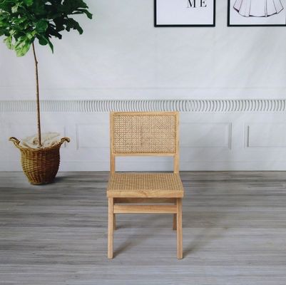 Moderne einfache Massivholz-Rattan-Rückenlehne Esszimmer-Stuhl für Wohnzimmermöbel Gummiholz