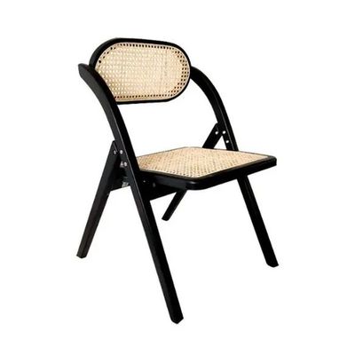 Allgemeine Wohnmöbel Festiger französischer moderner Stil Klappstuhl Rattan Rücken Massivholz Esszessel Klappstuhl