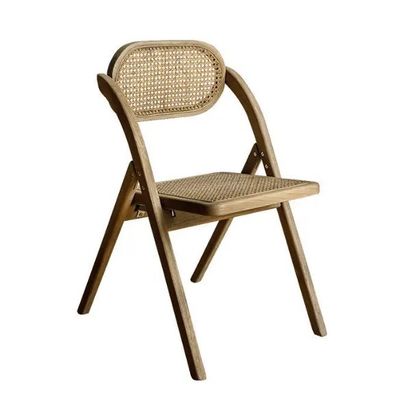 Allgemeine Wohnmöbel Festiger französischer moderner Stil Klappstuhl Rattan Rücken Massivholz Esszessel Klappstuhl