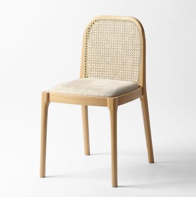 Lammwolle/Velvet Rattan Esszessel W47*D50*H78CM Luxus modernes Holz für Wohnzimmermöbel