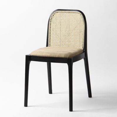 Lammwolle/Velvet Rattan Esszessel W47*D50*H78CM Luxus modernes Holz für Wohnzimmermöbel