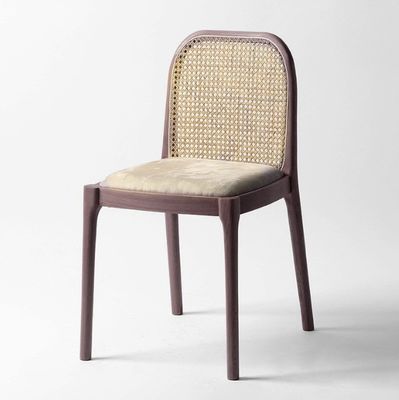 Lammwolle/Velvet Rattan Esszessel W47*D50*H78CM Luxus modernes Holz für Wohnzimmermöbel