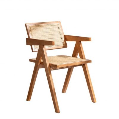 OEM-Service Akzeptiert Esszimmermöbel Designer Nordic Solid Wood Rattan Stuhl mit Rückenlehne
