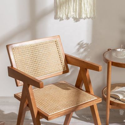 OEM-Service Akzeptiert Esszimmermöbel Designer Nordic Solid Wood Rattan Stuhl mit Rückenlehne
