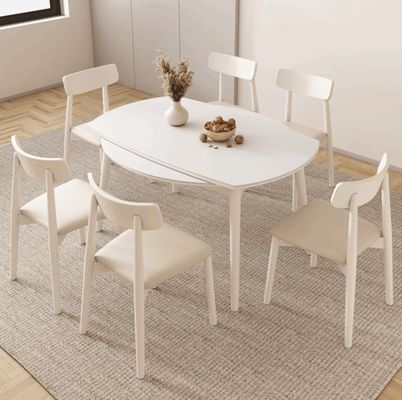 Esszimmerstuhl im nordischen Stil mit Beinen aus massivem Holz und Stoffbedeckung in Nitrolacquer