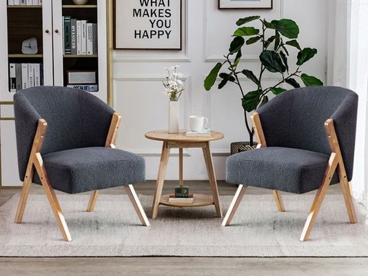 Wohnung Wohnzimmer Möbel Moderne nordische Holzstuhl mit Samtlammwolle und Holzsofa im Hoteldesign