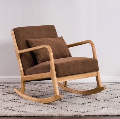 Kautschukholzrahmen Nordic Single Rocking Chair Modernes Sofa für kleine Wohnungen Balkon und Schlafzimmer Auf Wunsch des Kunden