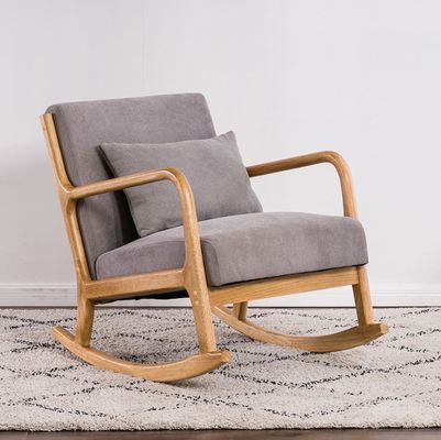 Kautschukholzrahmen Nordic Single Rocking Chair Modernes Sofa für kleine Wohnungen Balkon und Schlafzimmer Auf Wunsch des Kunden