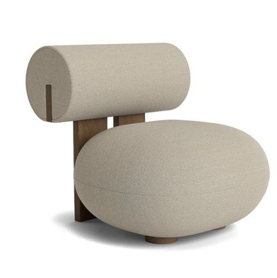Wohnzimmerstuhl mit Holzbein Kreativ moderner Holz Freizeit Stil Lammwolle Einzelsofa Stuhl W70*D81*H71CM