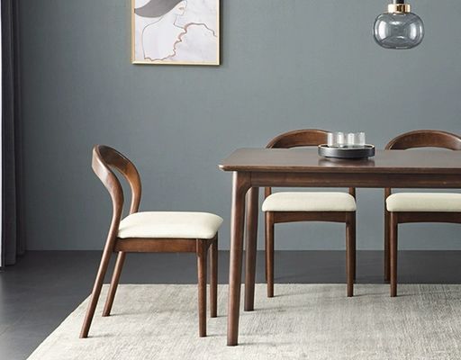 Modernes nordisches Holz Esstisch und Stuhl Set mit Gummiholzrahmen für das Home Office