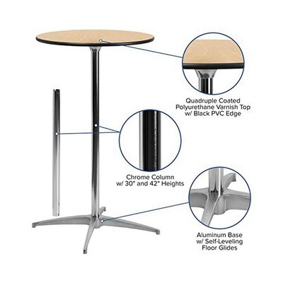 Hohe Holztische Cocktailbar Esstisch Klapptisch mit Massivholzveredelung Nitrolacquer