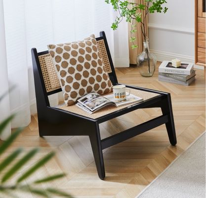 Moderne Design Freizeit Lounge-Stühle Holzmöbel Wohnzimmerstühle mit natürlichem Eichenrahmen Rattan Holzstuhl