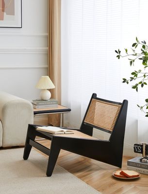 Moderne Design Freizeit Lounge-Stühle Holzmöbel Wohnzimmerstühle mit natürlichem Eichenrahmen Rattan Holzstuhl