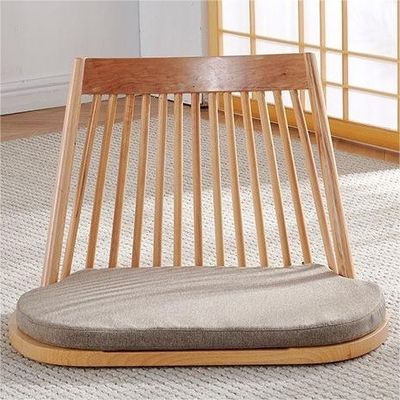 Massivholz-Esstuhl mit natürlichen Fußbodensitzungen und modernem Tatami-Sitzrückendesign