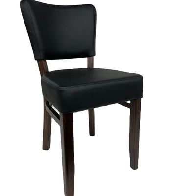 Nordic Fabric PU Leder Bankett Hotel Restaurant Veranstaltung Holz Esszessel mit Holzbeinen und NC/PU Farbveredelung