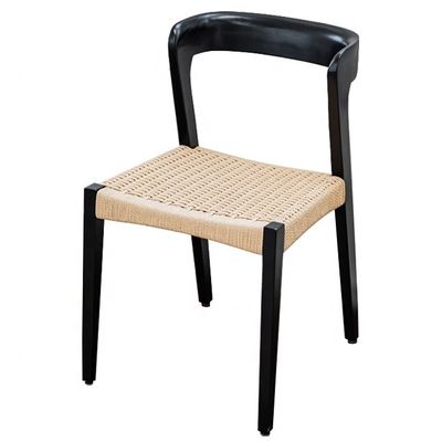 Moderne Massivholz-Restaurantstuhl mit Seilsitz und benutzerdefiniertes Logo akzeptiert