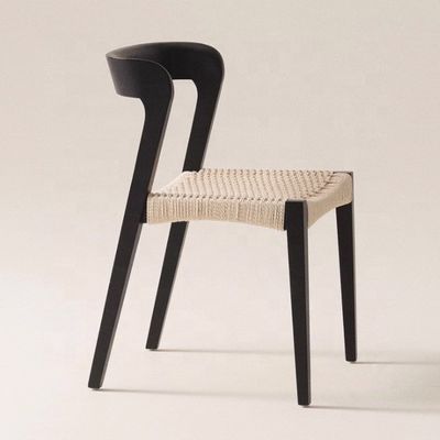 Moderne Massivholz-Restaurantstuhl mit Seilsitz und benutzerdefiniertes Logo akzeptiert