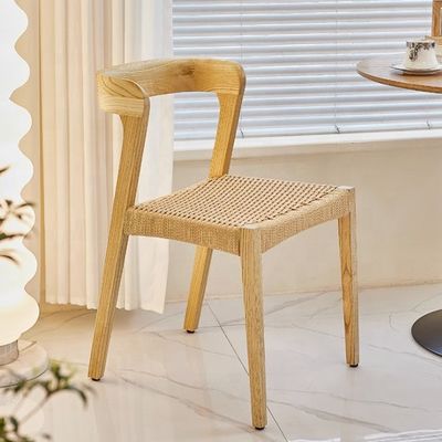 Moderne Massivholz-Restaurantstuhl mit Seilsitz und benutzerdefiniertes Logo akzeptiert