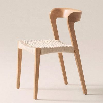 Moderne Massivholz-Restaurantstuhl mit Seilsitz und benutzerdefiniertes Logo akzeptiert