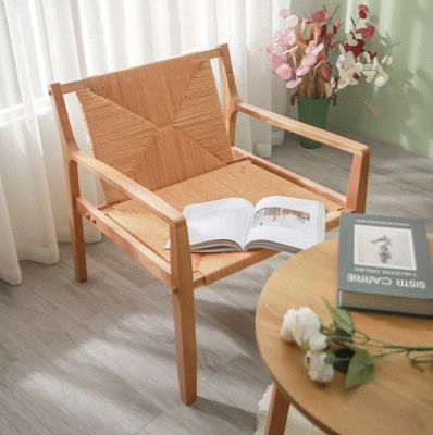 Natürliche Design Eichenholz Gewebte Schnur Armlehnen Sofa Stühle für die Küche Massivholzmöbel im Küchenstil