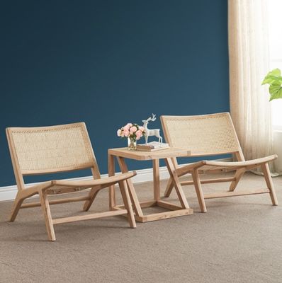 Moderner Stil Esszimmerstuhl aus Ascheholz und Rattan-Loungestuhl W65*D80*H69CM für moderne Bürogebäude Dekoration