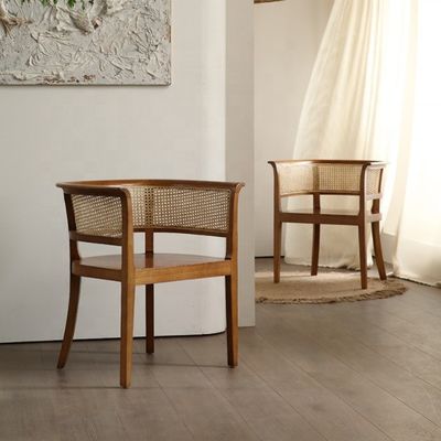 Zuhause Möbel Morden Nordic Gewebter Rohrstock Schwarz Rarran Schlafstuhl Holzstuhl Wicker für Hotels Esszimmer Stühle Polster