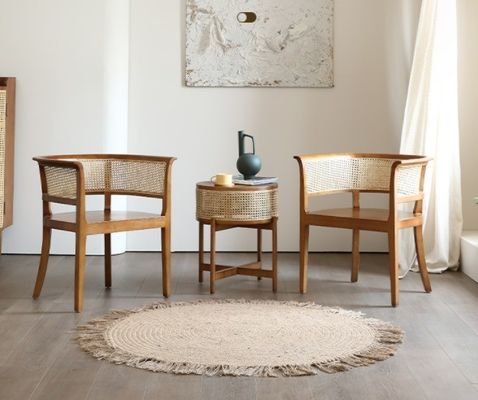 Zuhause Möbel Morden Nordic Gewebter Rohrstock Schwarz Rarran Schlafstuhl Holzstuhl Wicker für Hotels Esszimmer Stühle Polster
