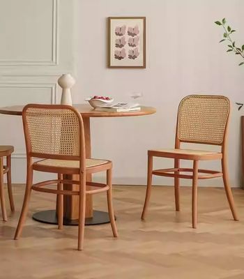 Dauerhafte Massivholz-Rattan-Rückensessel für Esszimmermöbel W47.4CM*D44.6CM*H83.5CM