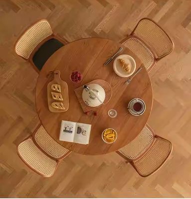 Dauerhafte Massivholz-Rattan-Rückensessel für Esszimmermöbel W47.4CM*D44.6CM*H83.5CM