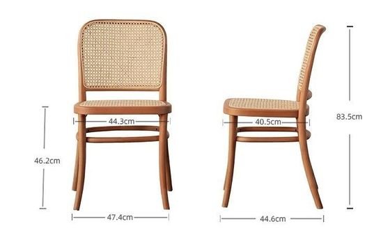 Dauerhafte Massivholz-Rattan-Rückensessel für Esszimmermöbel W47.4CM*D44.6CM*H83.5CM