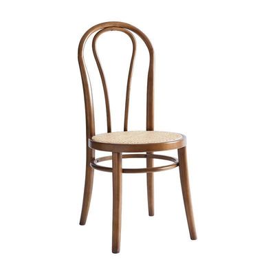 Maßgeschneiderte Designs Gewebter Natürlicher Rattan Massivholz Esszessel Möbel für moderne Restaurantsitzanordnung
