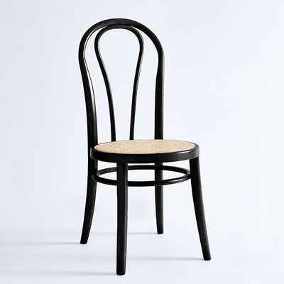 Maßgeschneiderte Designs Gewebter Natürlicher Rattan Massivholz Esszessel Möbel für moderne Restaurantsitzanordnung