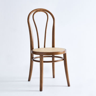 Maßgeschneiderte Designs Gewebter Natürlicher Rattan Massivholz Esszessel Möbel für moderne Restaurantsitzanordnung