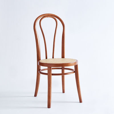Maßgeschneiderte Designs Gewebter Natürlicher Rattan Massivholz Esszessel Möbel für moderne Restaurantsitzanordnung